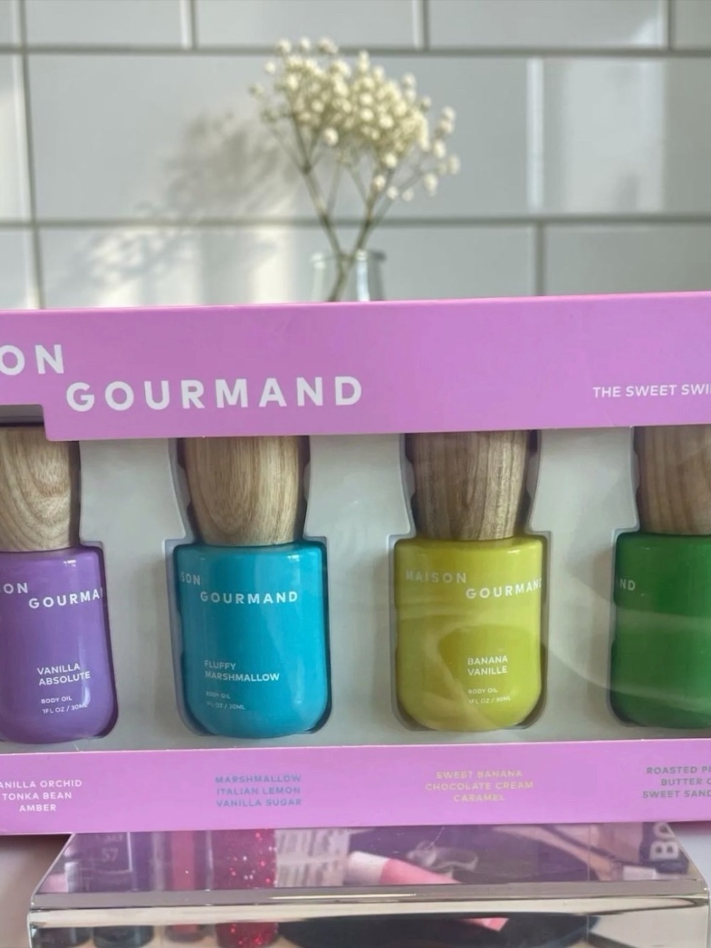 Colorful Body Oil Set - Blue, Yellow, Green, Purple